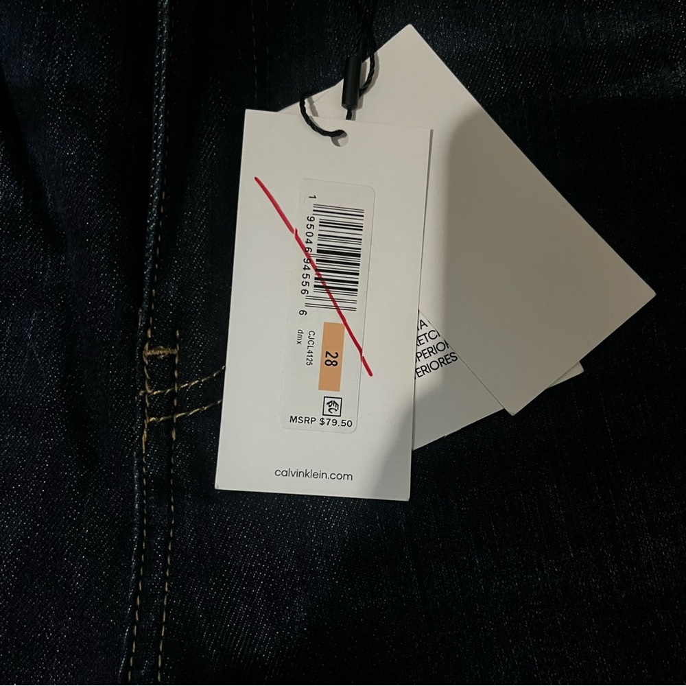 CALVIN KLEIN-NWT Dark Blue High Rise Bootcut Jeans Size 28 - Picture 5 of 7